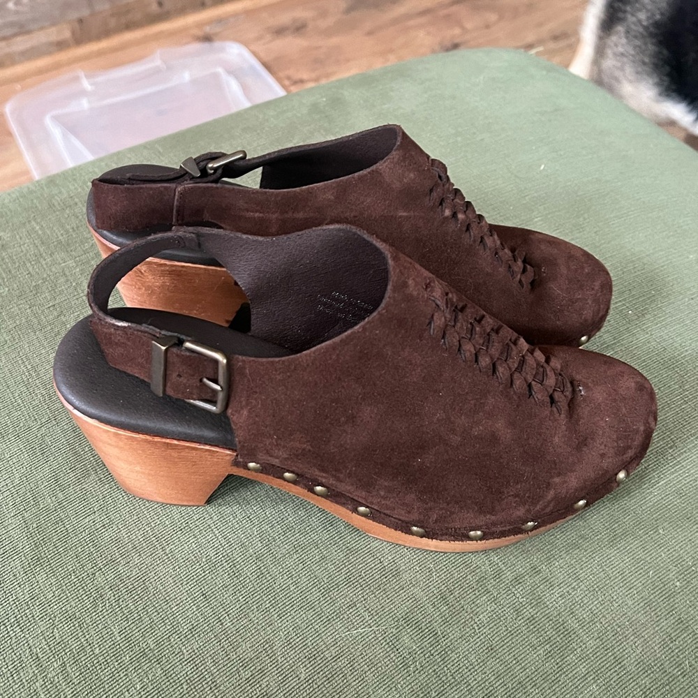 Source Unknown Dark Brown Suede Clogs - image 1